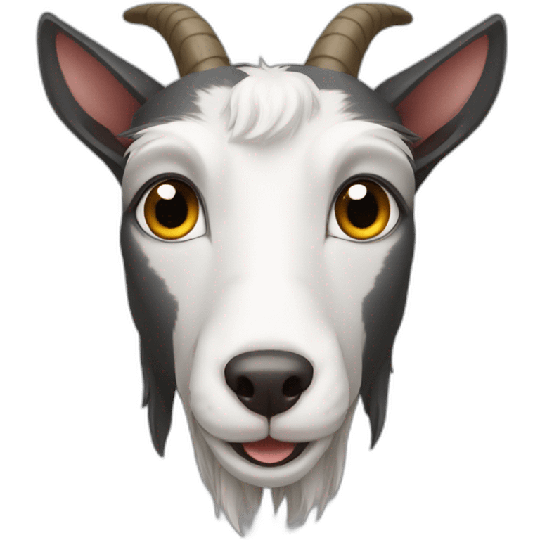 Small goat in the mouth of a black grayhound emoji