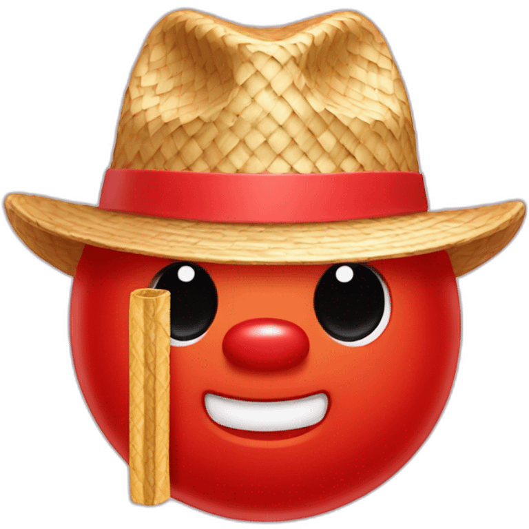 red gummy bear with straw hat emoji