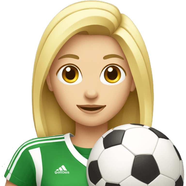 blond woman holding a soccer ball in her hand emoji