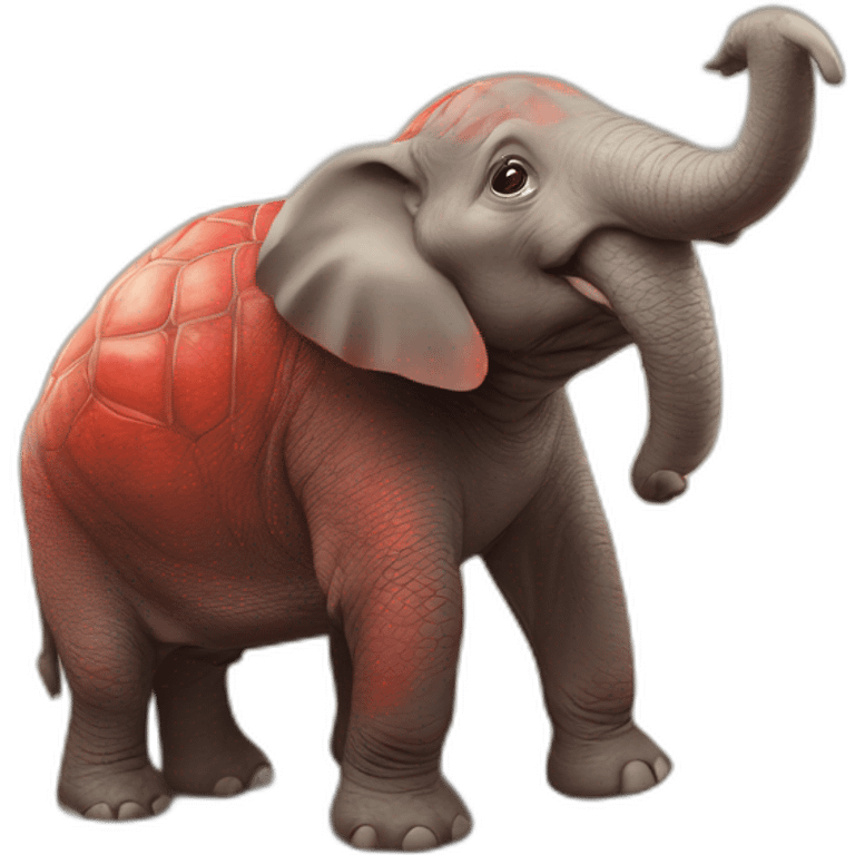 Pile tortue sur élephant rouge emoji