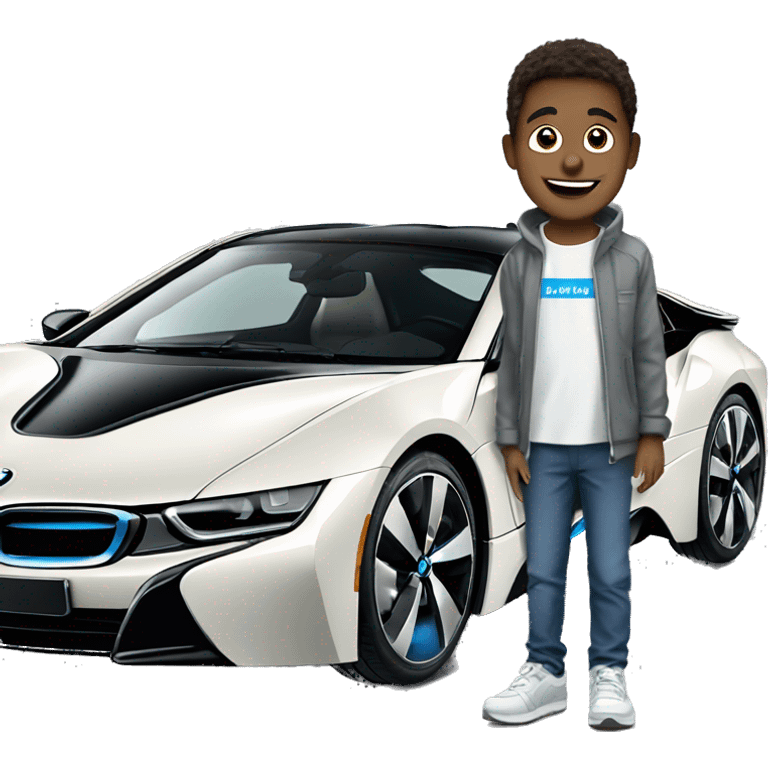 bmw i8 with boy emoji