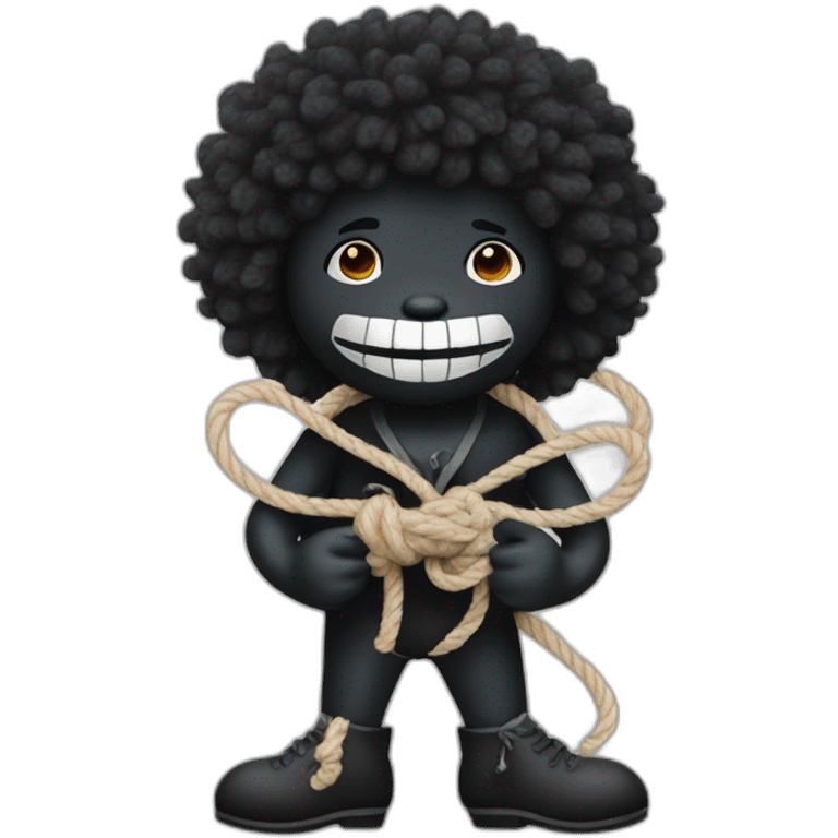 Gollywog tying a knot in rope emoji