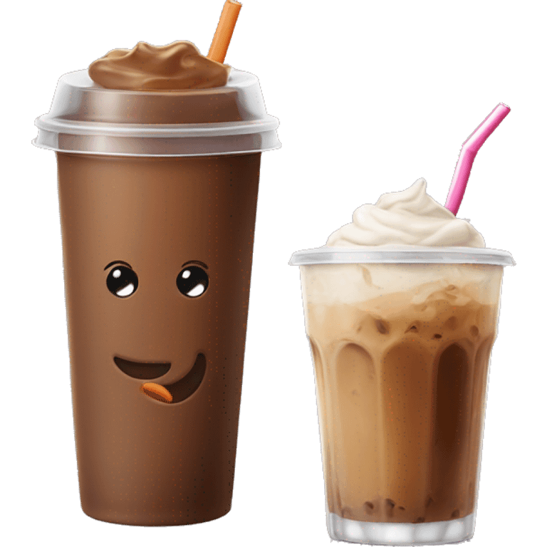 ice coffee with ice cubes with a lid  emoji