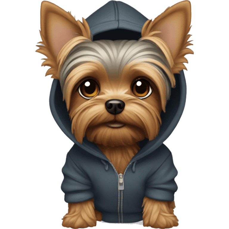 Yorkie wearing a hoodie emoji