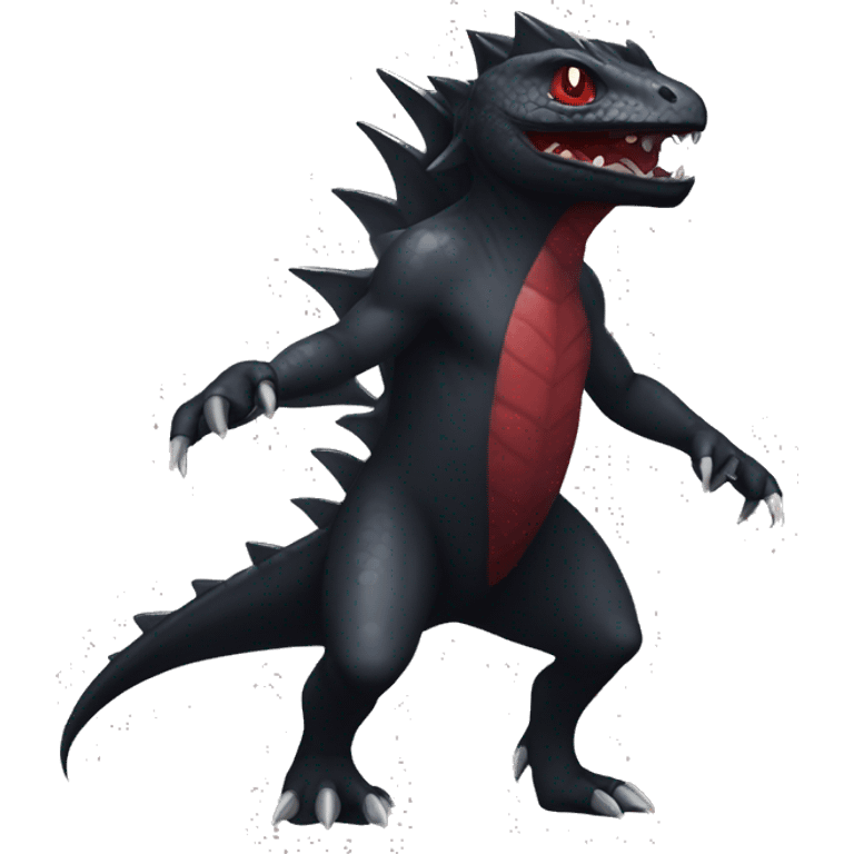 cool edgy black and dark-red Dark-type nargacuga reptile Pokémon full body emoji