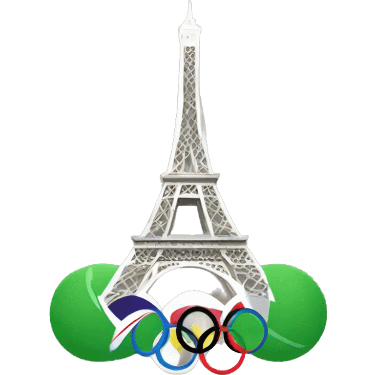 Eiffel Tower with olympics circes emoji