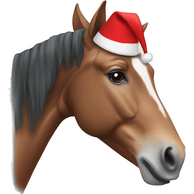 Horse with Christmas hat emoji