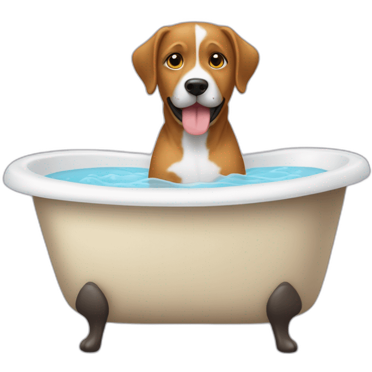 Eine und ein Hund in der Badewanne emoji