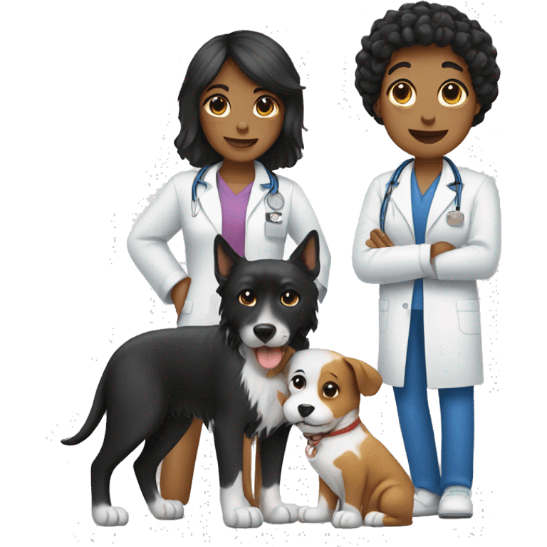 black hair vet with cat and dog emoji