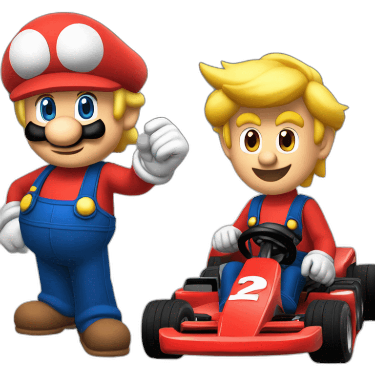 Trump déguisé en Mario dans son kart  emoji