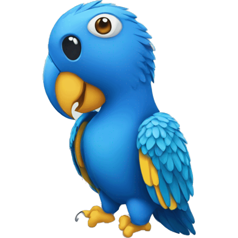 Blue parrot with laptop emoji