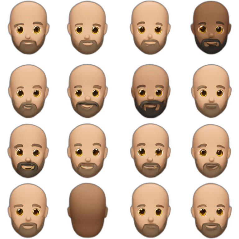 Shaved head Man kissing different race man with beard  emoji