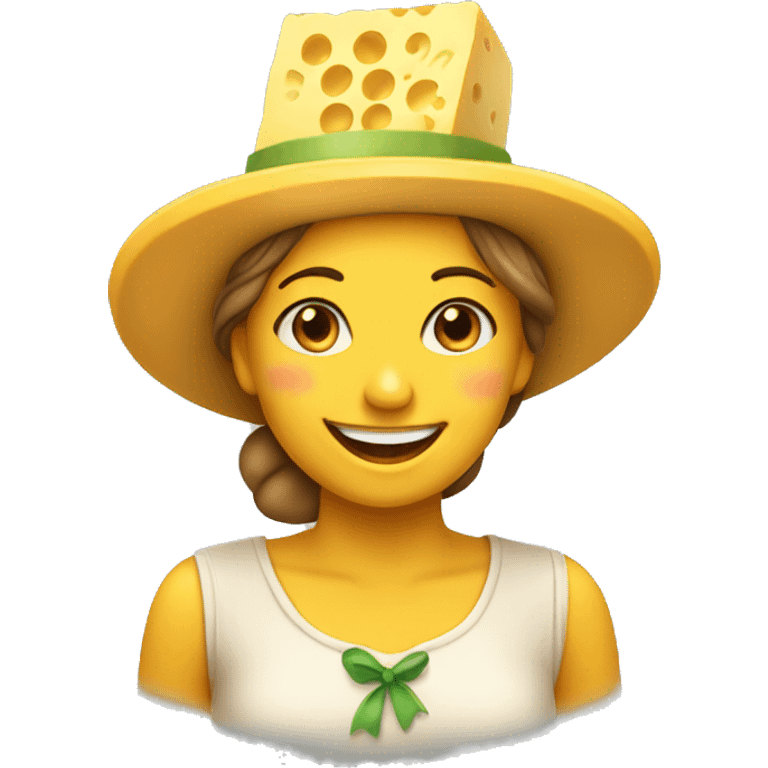 smiling cheese girl in hat emoji