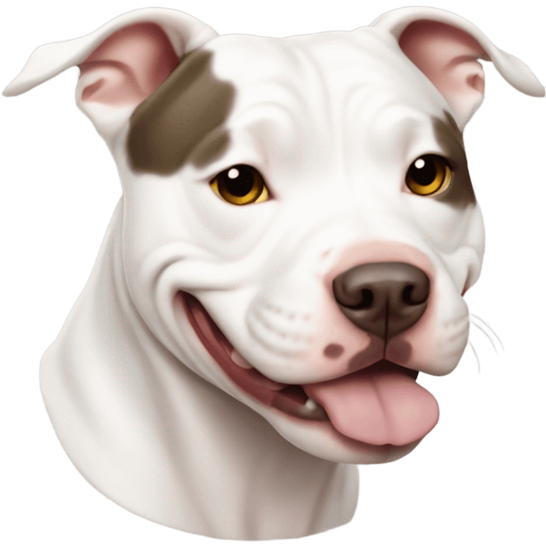 White male large pit bull smiling emoji