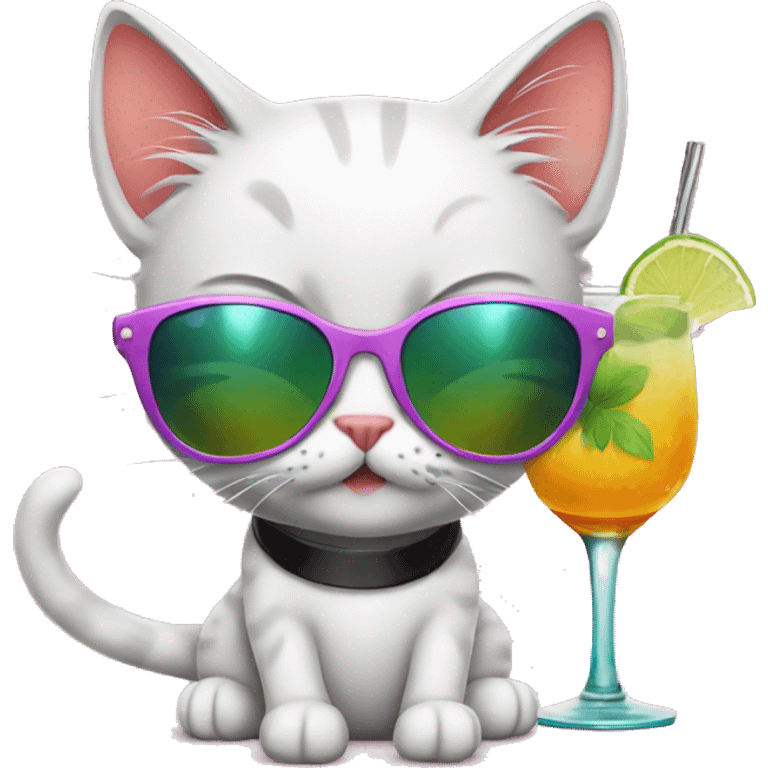 kitty with sunglasses and cocktail emoji