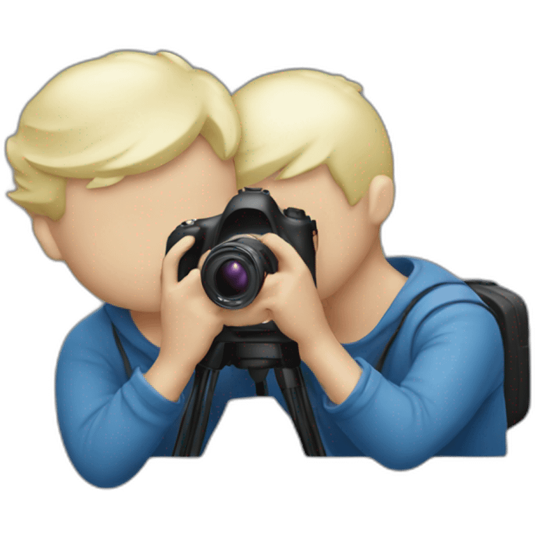 white blonde man kissing his camera emoji