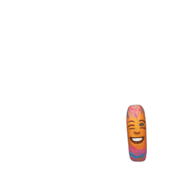  Blue and orange tiki smiling with surfboard and Blue and pink tiki singing with mikrophone and much love emoji