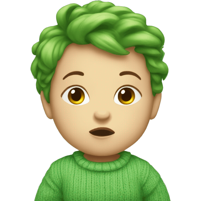 baby with a green sweater farts emoji