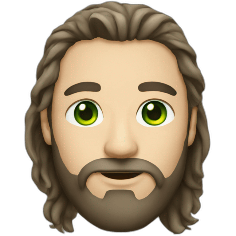 man with green eyes, beard and long hair emoji