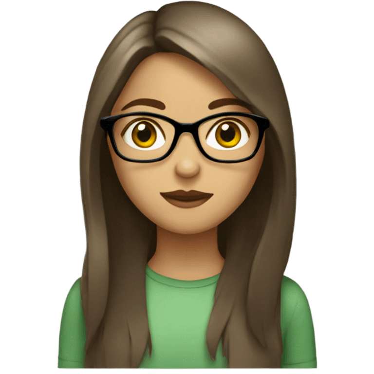 Girl with green eyes and and Longbob Brown Hair  and she wears glasses emoji