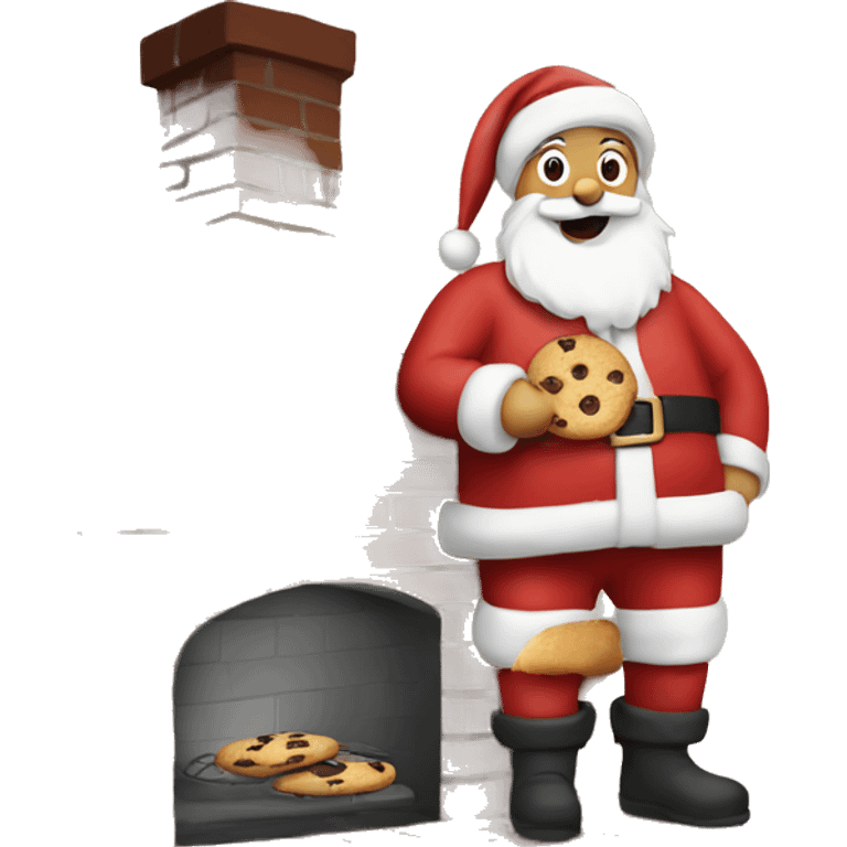 santa by a chimney eating cookies emoji