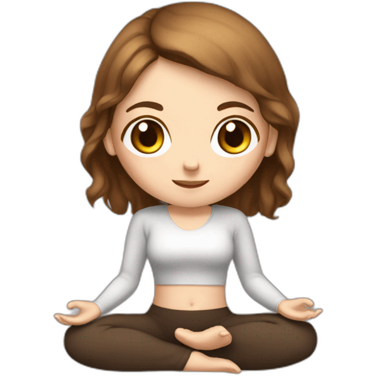 White girl brown hair in Malasana yoga emoji