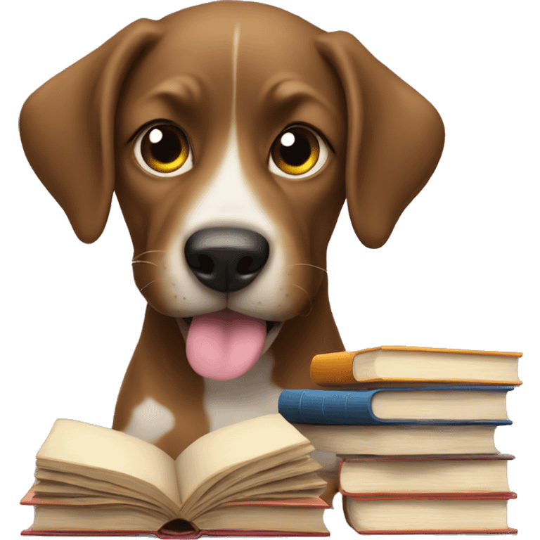 dog eating books emoji