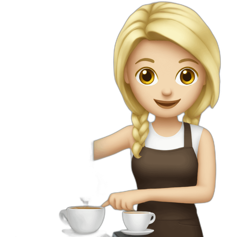 blonde landy working on a espresso machine emoji