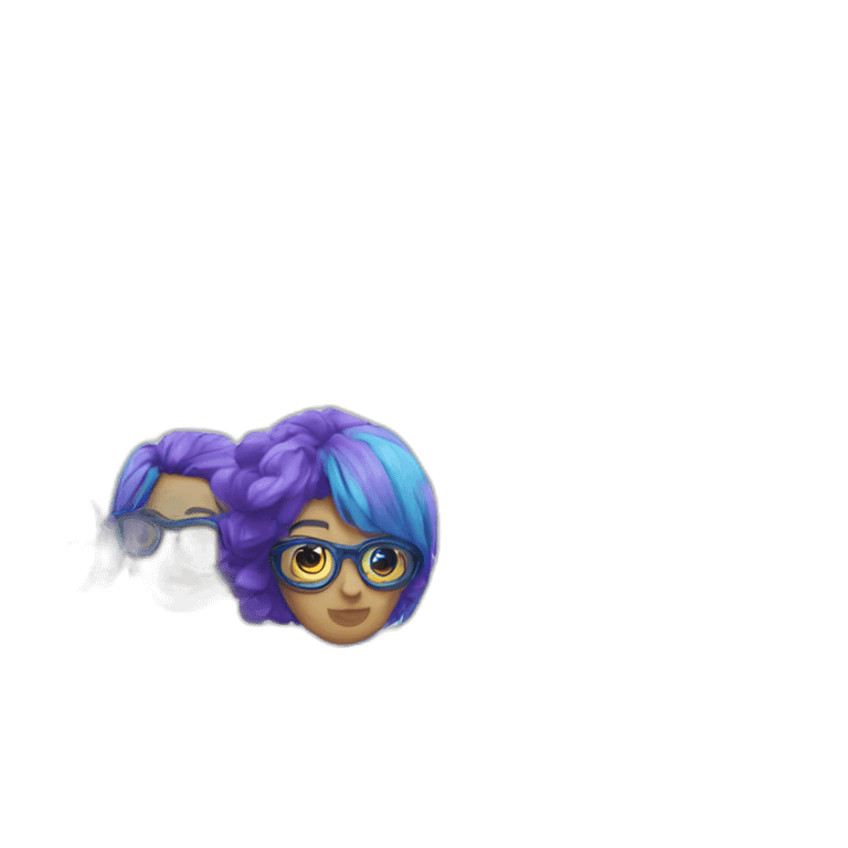 Purple blue hair glasses emoji