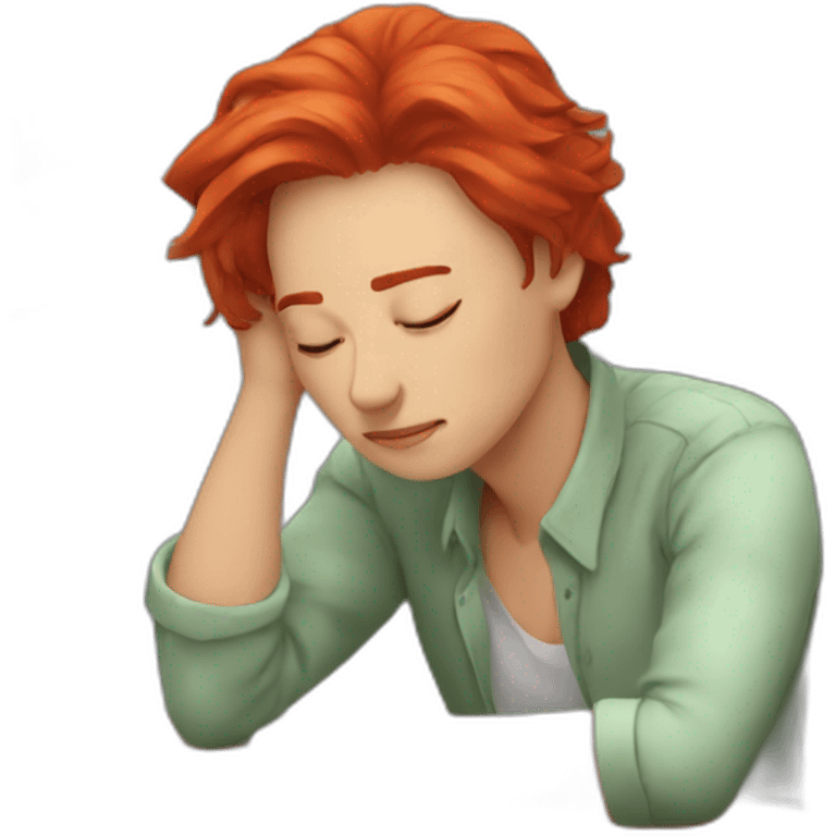 Sleeping at the desk red hair emoji