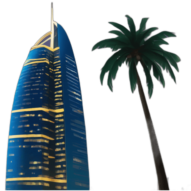 Dubai Tower at Night and Palms emoji