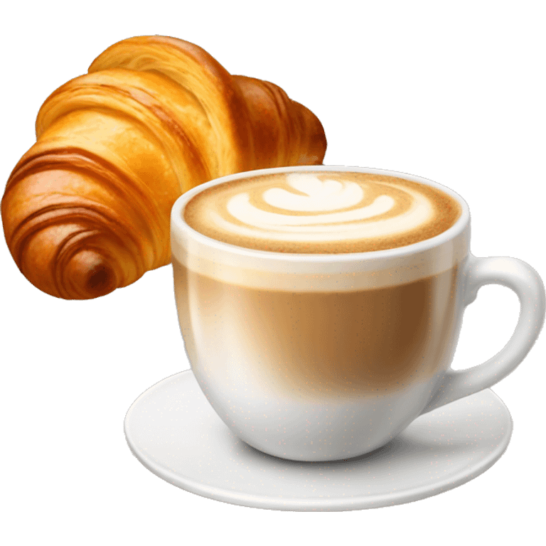 Cup of cappuccino with croissant emoji