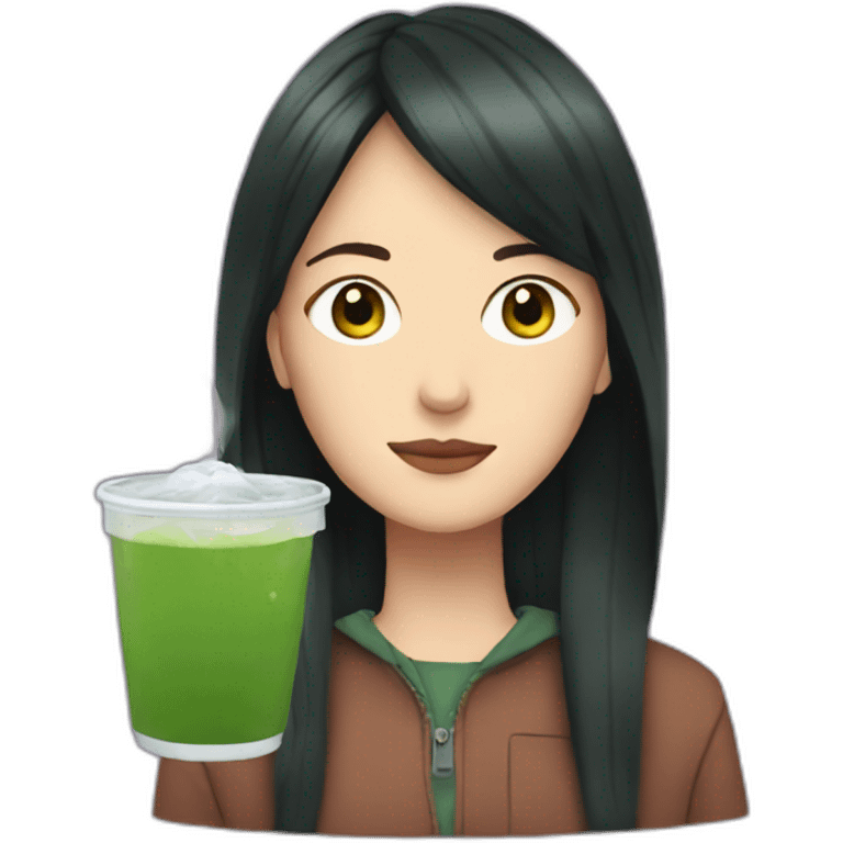 daria with green tea emoji