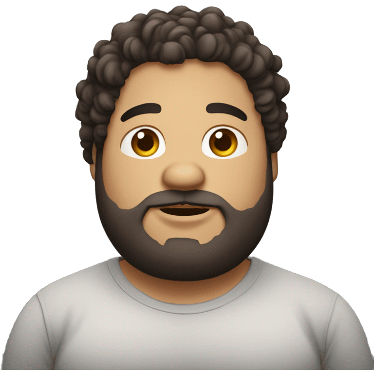 Chubby guy with dark curly hair. Medium skin with beard emoji