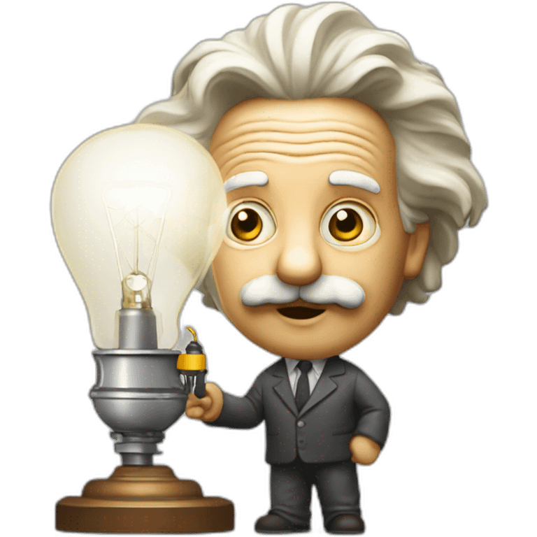 Einstein with a idea lamp emoji