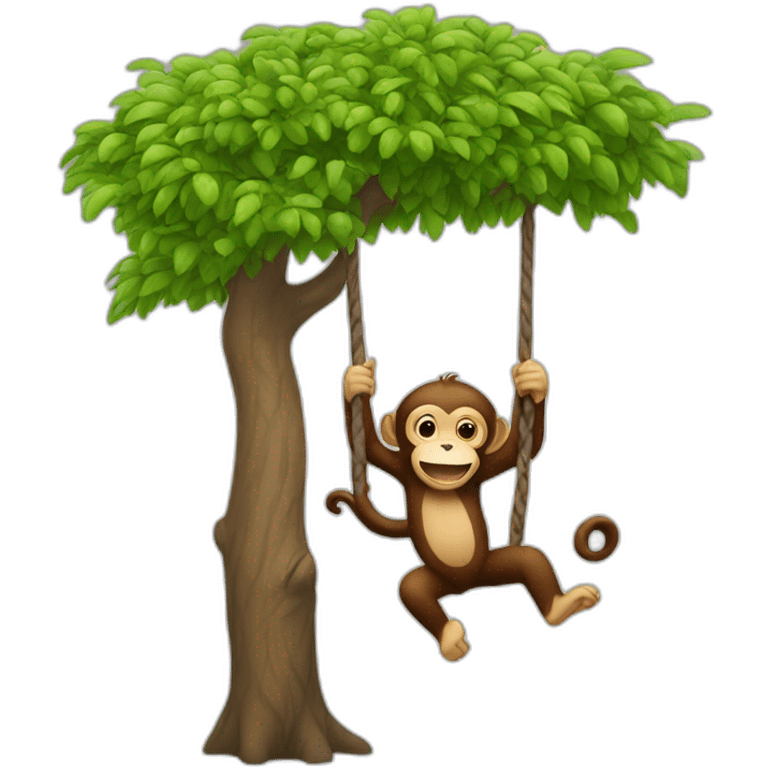 Tree with monkey swinging emoji