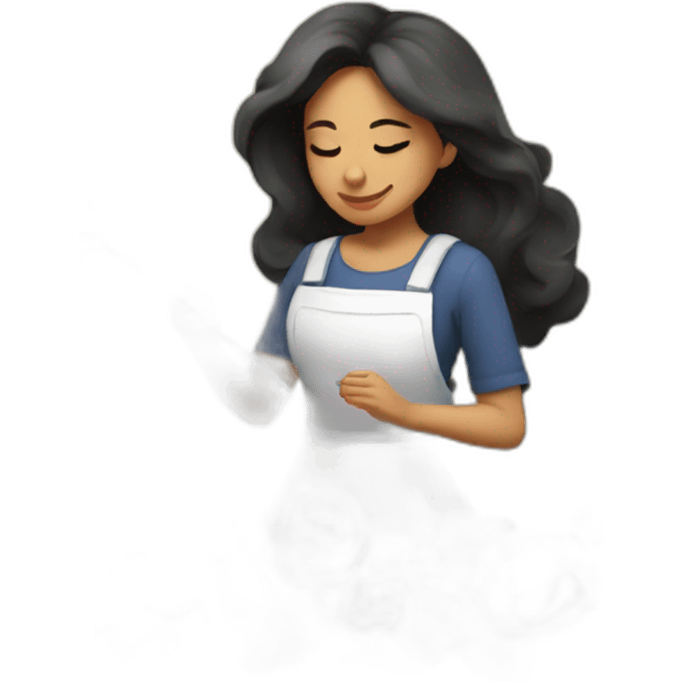 mujer latina artista pintando flores emoji