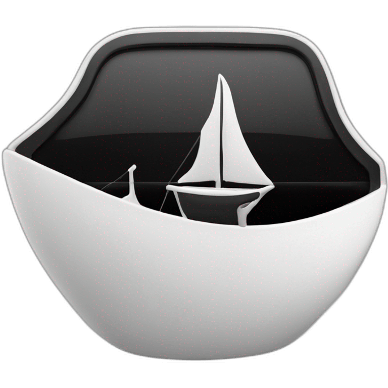 Black ship in porcelanę store emoji