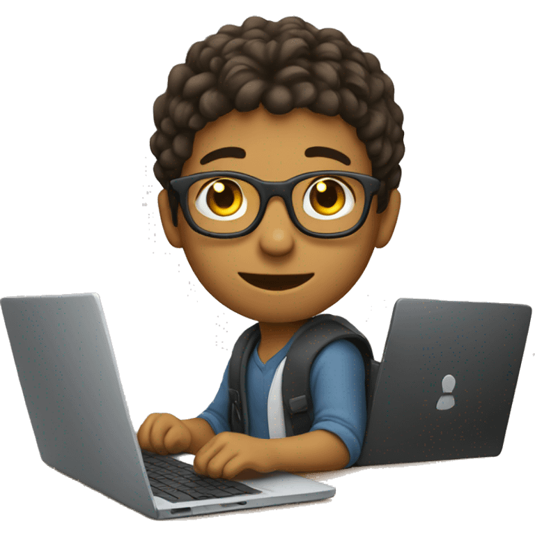 A young programmer with his laptop emoji