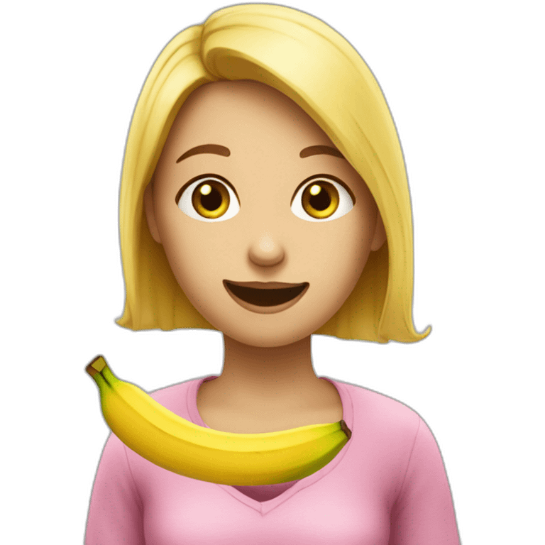 Une fille qui mange une banane emoji