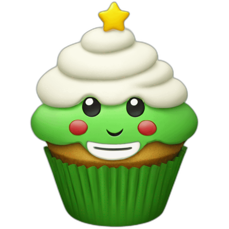 Happy Christmas tree cupcake emoji