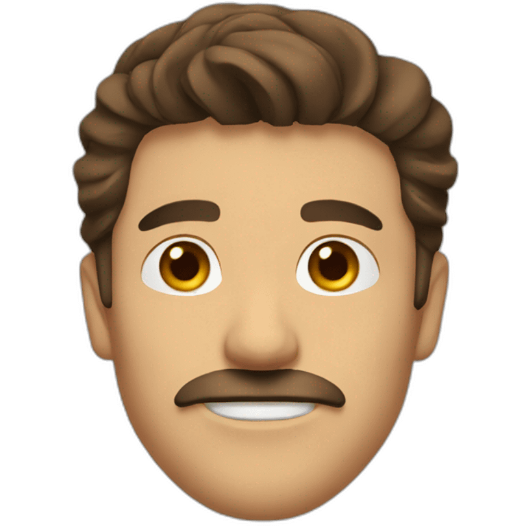 man with brown hair comped sideways and a small mustache zorro emoji