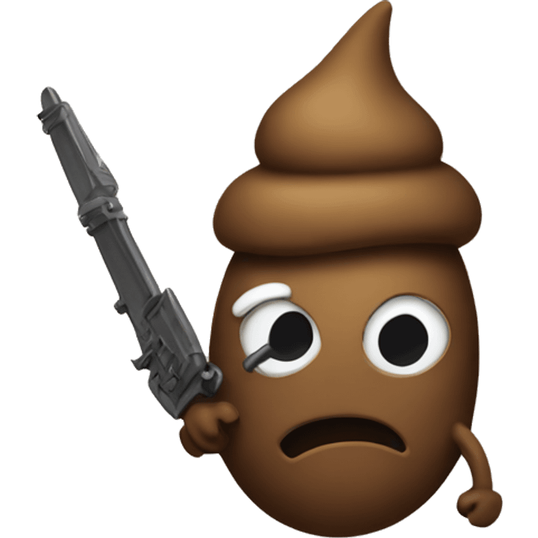 classic poop emoji holding a weapon emoji