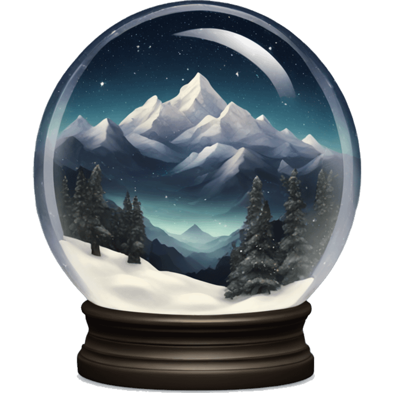 vintage black rococo night sky mountains snow globe emoji