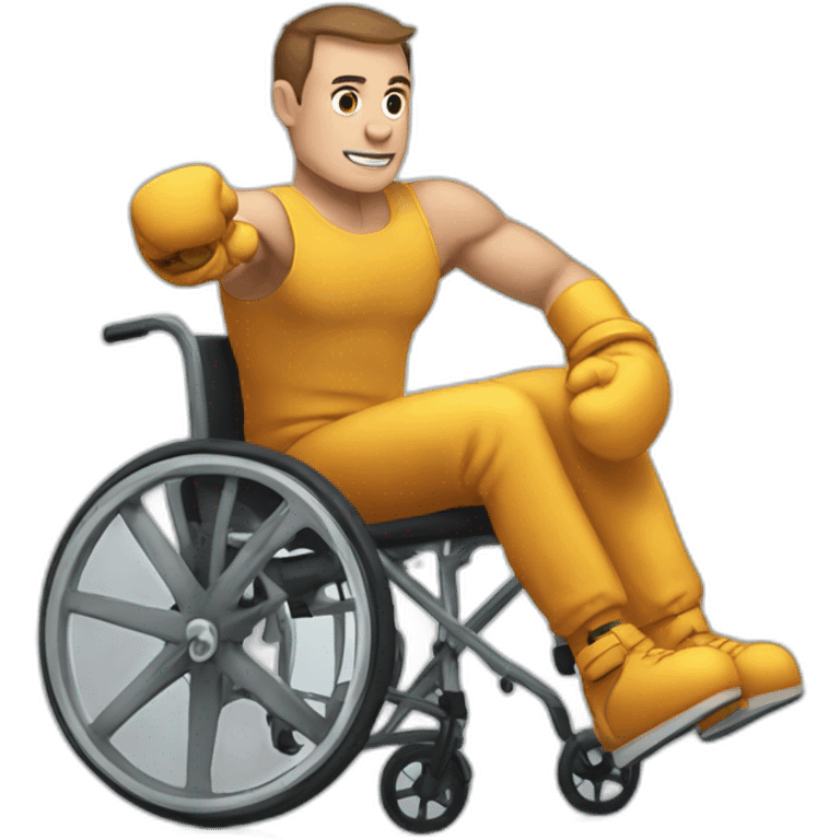 Guy on a wheelchair in boxin gloves emoji