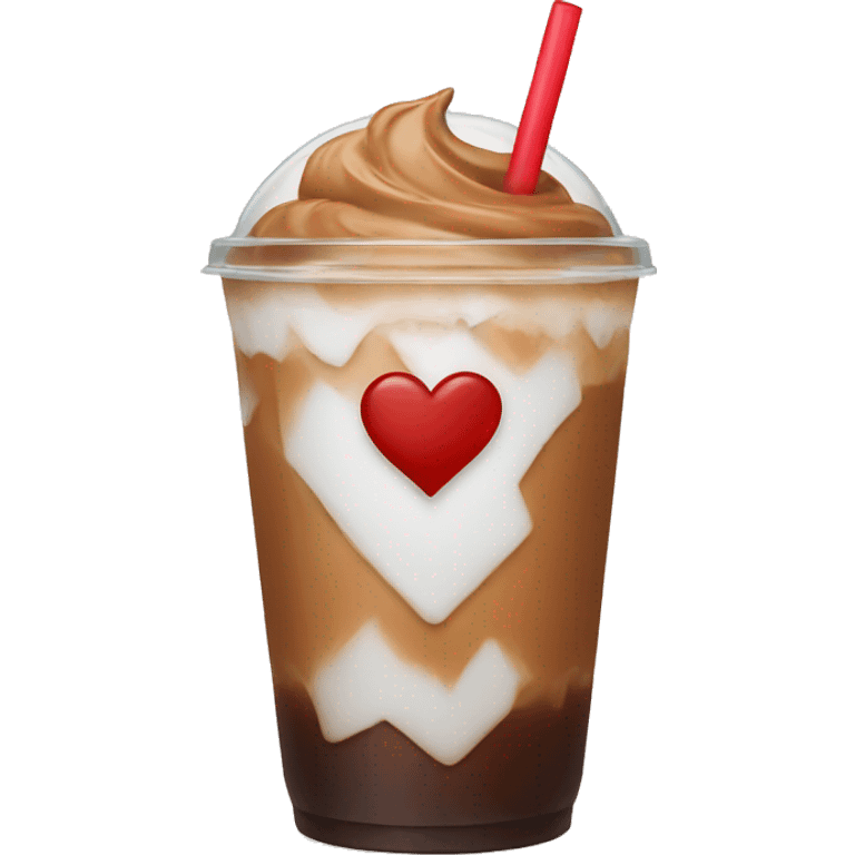 Iced coffee with heart emoji