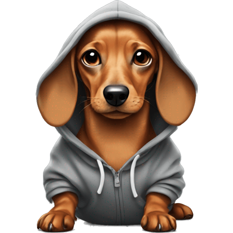 Dachshund wearing a hoodie emoji