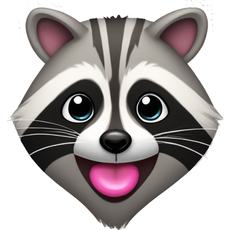 Raccoon with big pink lips and long eyelashes  emoji