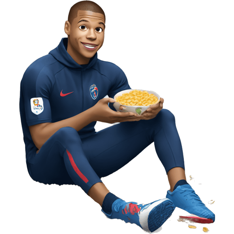 Mbappé eating cereals emoji