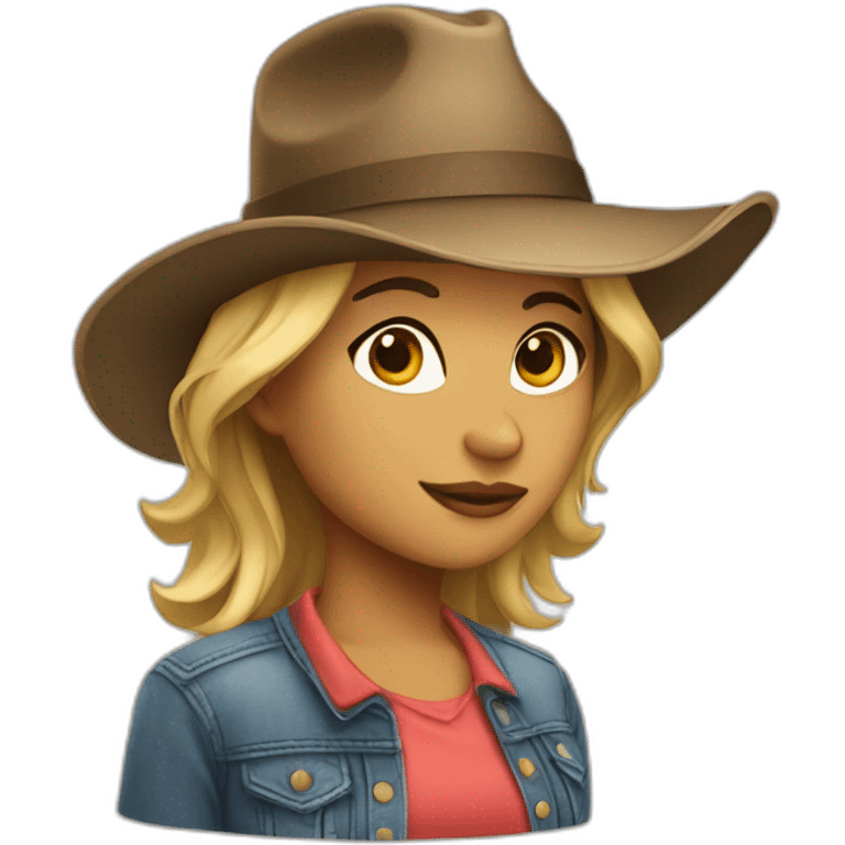 Country hat girl emoji